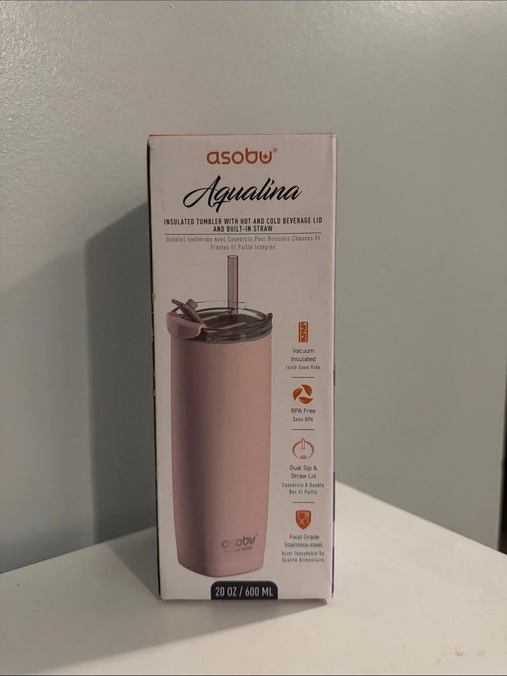Aqualina Insulated Tumbler — Blush Pink